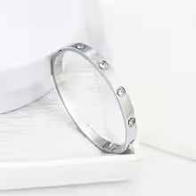 Cross screw stainless steel bangle