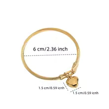 18K Gold stainless steel heart pendant bangle