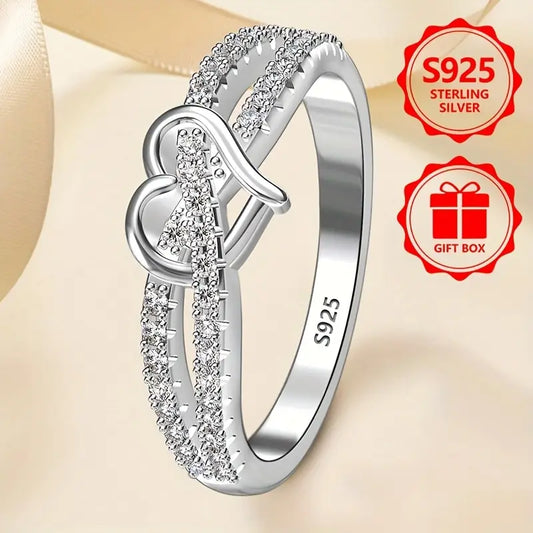 Elegant 925 silver heart ring