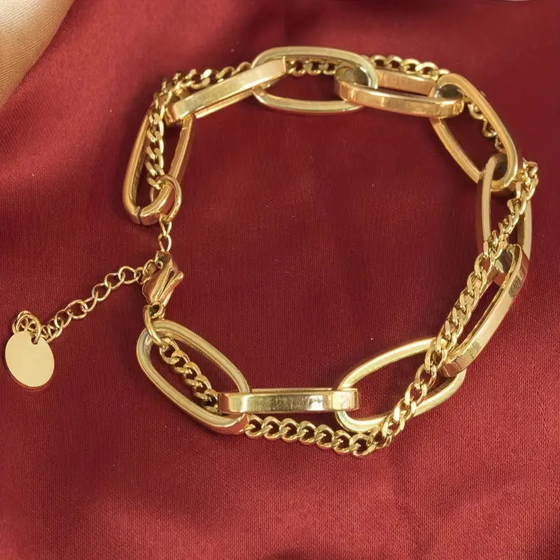 Trendy Double layer stainless steel bracelet