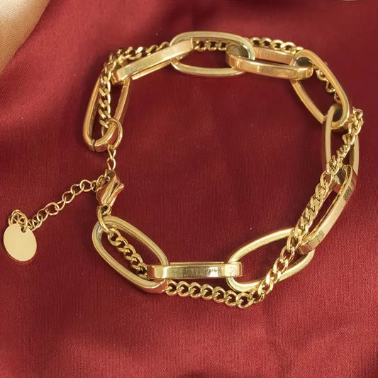 Trendy Double layer stainless steel bracelet