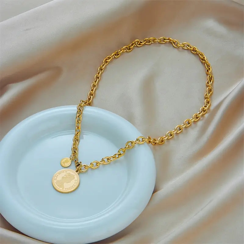 Trendy coin pendant necklace