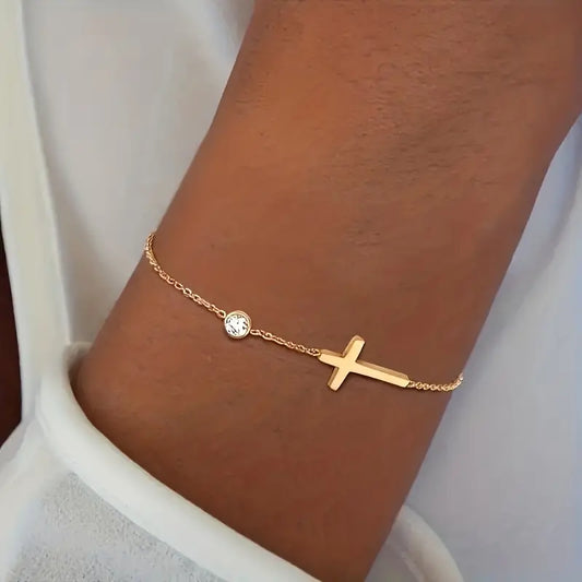 Elegant dainty cross bracelet