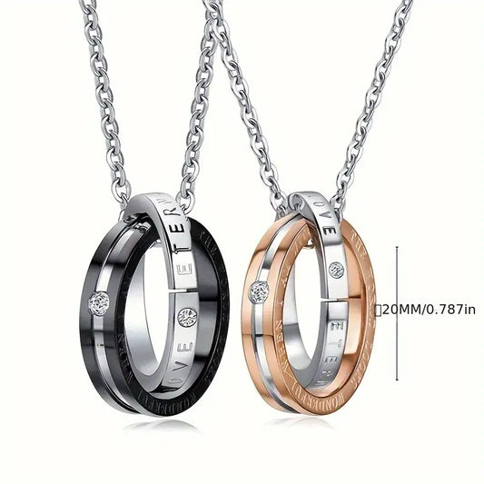 Double ring pendant necklace