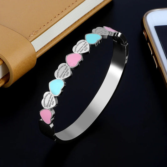 Stainless Steel heart  cuff bangle