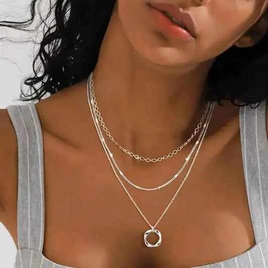 Circle multi layer necklace