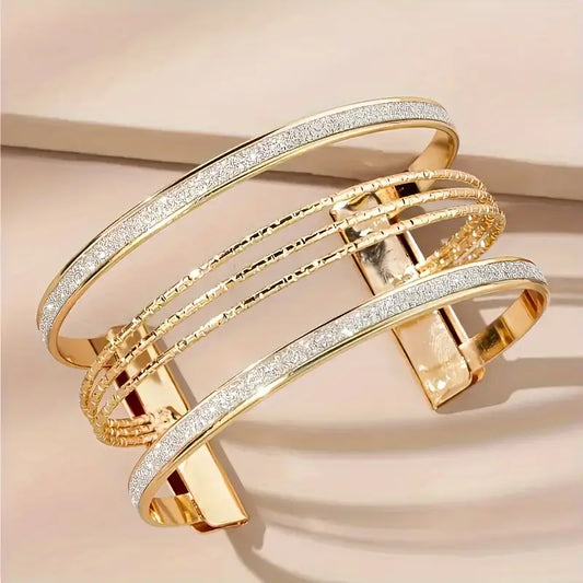 Triple unique design open cuff bangle