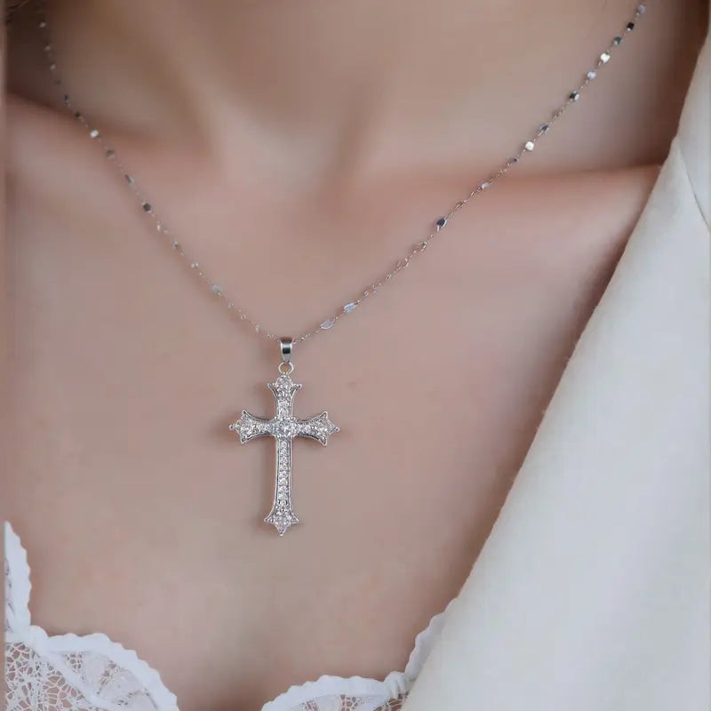 Sparkle cross pendant necklace
