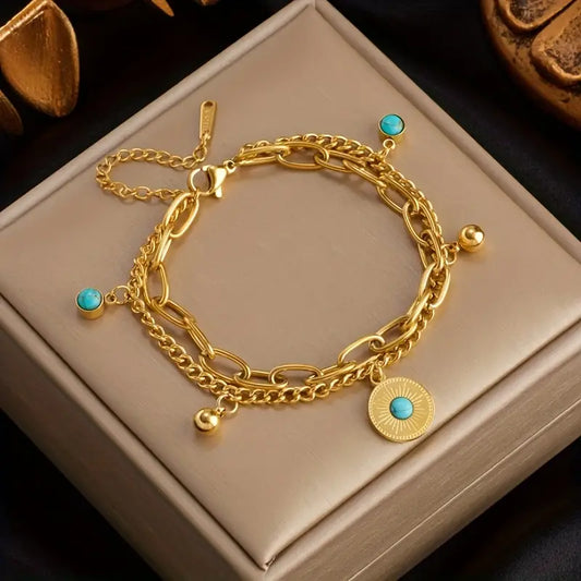 Trendy double layer bracelet